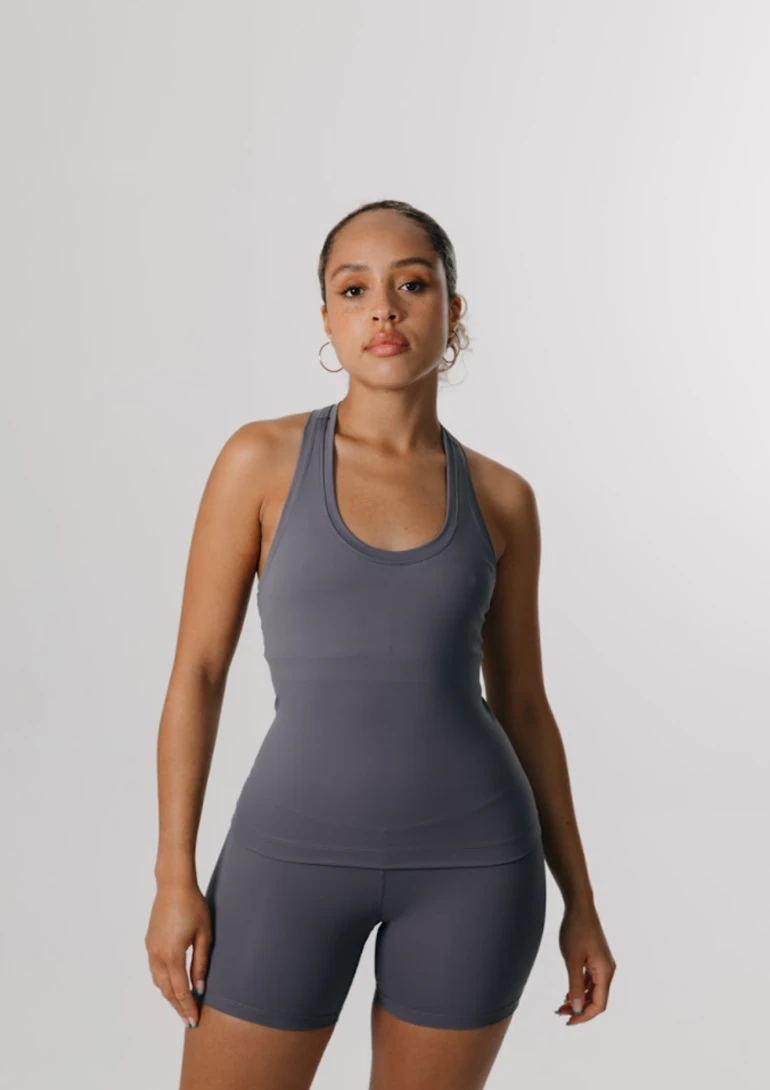 Tala SKINLUXE BUILT-IN SUPPORT RACERBACK VEST - TORNADA GREY 1 Tala SKINLUXE BUILT-IN SUPPORT RACERBACK VEST - TORNADA GREY