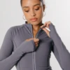 Tala SKINLUXE ZIP THROUGH RUNNING TOP - TORNADA GREY
