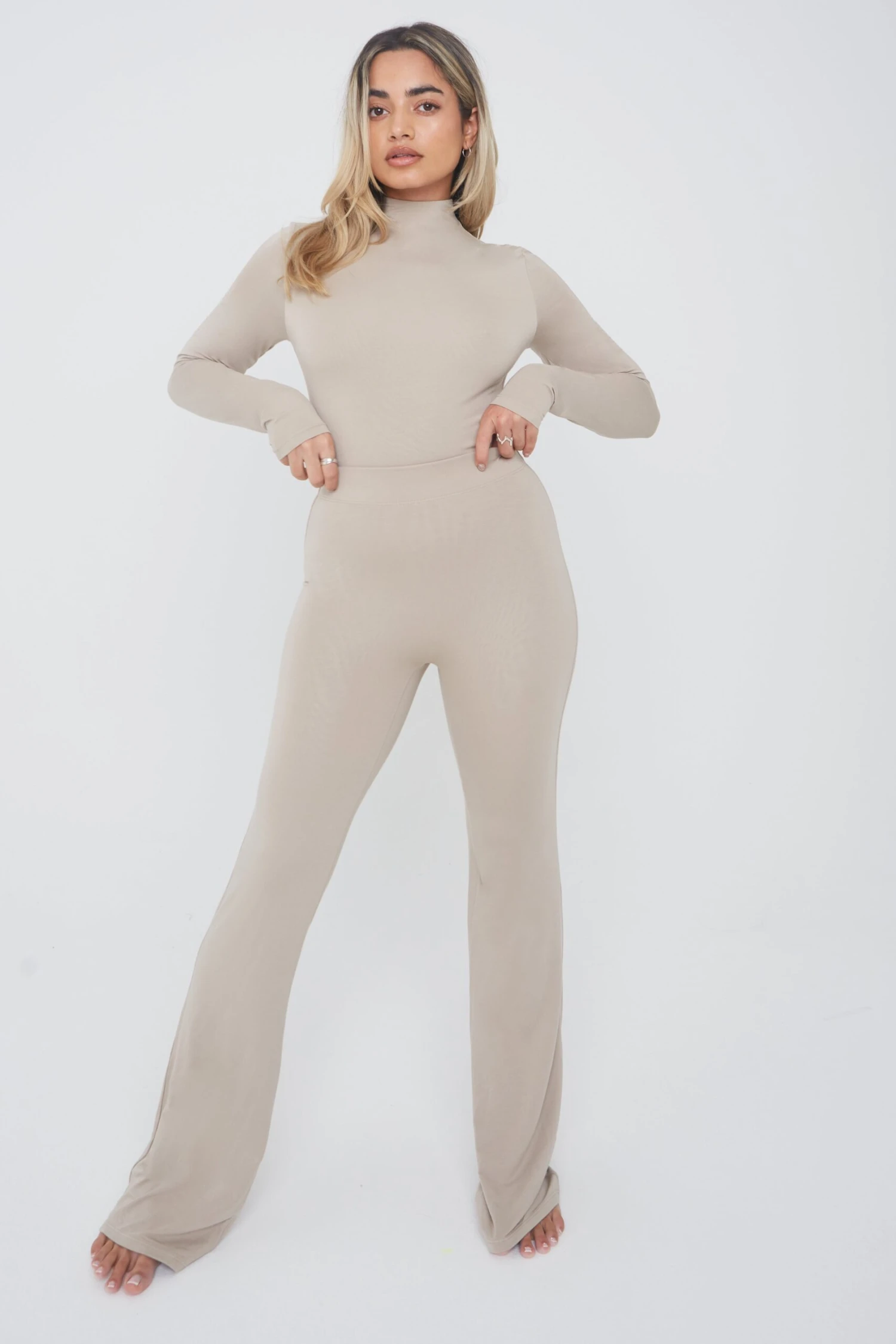 Tala 365 MOCK NECK LONG SLEEVE BODYSUIT - SAND 1 Tala 365 MOCK NECK LONG SLEEVE BODYSUIT - SAND