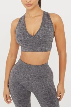 Tala SCULPT SEAMLESS WRAP SPORTS BRA - CHARCOAL MARL