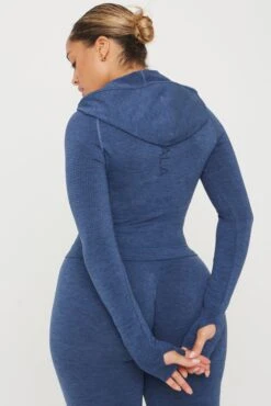 Tala SCULPT SEAMLESS ZIP THROUGH HOODIE JACKET- FRENCH NAVY MARL -Sportswear Store 20221115 Tala 09 097copy