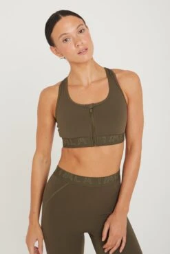 Tala FORMTECH ZIP FRONT SPORTS BRA- KHAKI