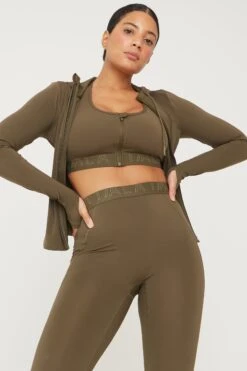 Tala FORMTECH ZIP FRONT SPORTS BRA- KHAKI -Sportswear Store 20221116 Tala 20 0131copy
