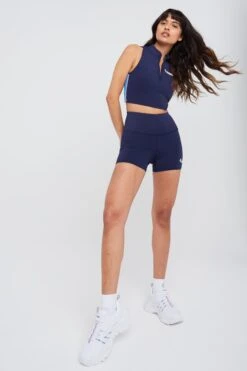 FILA X TALA STRIPE ZIP SPORTS BRA - NAVY