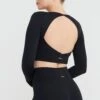 Tala DAYFLEX OPEN BACK LONG SLEEVE TOP - SHADOW BLACK