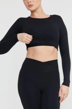 Tala DAYFLEX OPEN BACK LONG SLEEVE TOP - SHADOW BLACK -Sportswear Store 230216 Tala SHOT 18 1154