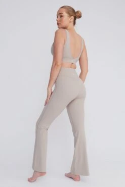 Tala DAYFLEX WRAP HIGH WAISTED FLARED YOGA PANT - LATTE