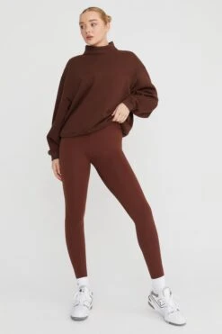 Tala OFF DUTY MOCK NECK CLUB SWEATSHIRT- WALNUT