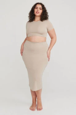 Tala 365 BODYCON MIDI SKIRT - SAND