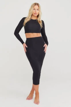 Tala 365 BODYCON MIDI SKIRT - SHADOW BLACK