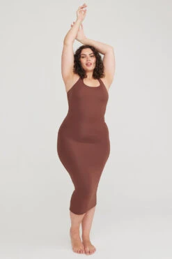Tala 365 RACERBACK BODYCON MIDI DRESS - CHOCOLATE -Sportswear Store 230317 365 10 Chocolate Dress 601