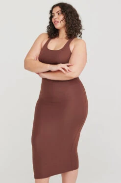 Tala 365 RACERBACK BODYCON MIDI DRESS - CHOCOLATE -Sportswear Store 230317 365 10 Chocolate Dress 620