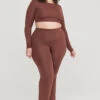 Tala 365 LONG SLEEVE CROP TOP - CHOCOLATE