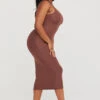 Tala 365 RACERBACK BODYCON MIDI DRESS - CHOCOLATE