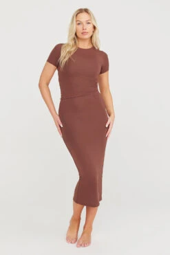 Tala 365 BODYCON MIDI SKIRT - CHOCOLATE
