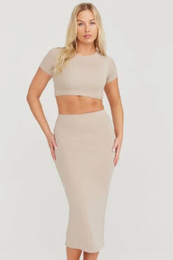 Tala 365 BODYCON MIDI SKIRT - SAND -Sportswear Store 230317 365 25 Sand Cropped TShirt 750