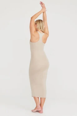 Tala 365 RACERBACK BODYCON MIDI DRESS - SAND -Sportswear Store 230317 365 33 Sand Dress 1524