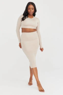 Tala 365 LONG SLEEVE CROP TOP - SAND
