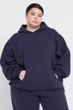 Tala CLUB OVERSIZED HOODIE WITH EMBROIDERED LOGO - NAVY