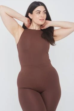 Tala 365 HIGH NECK SLEEVELESS BODYSUIT - CHOCOLATE