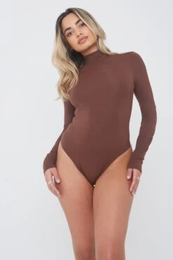 Tala 365 MOCK NECK LONG SLEEVE BODYSUIT - CHOCOLATE