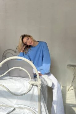 Tala OFF DUTY BLOUSON SLEEVE CLUB SWEATSHIRT - PARISIAN BLUE -Sportswear Store BLUE SWEATER 1