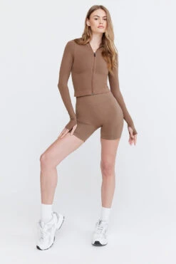 Tala SCULPT SEAMLESS SCRUNCH CYCLING SHORTS - CACAO MARL