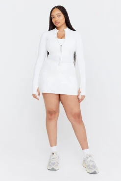 Tala SKINLUXE ZIP THROUGH RUNNING TOP - COCONUT MILK