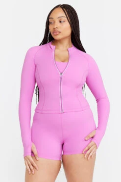 Tala SKINLUXE ZIP THROUGH RUNNING TOP - BUBBLEGUM