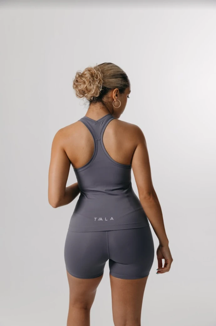 Tala SKINLUXE BUILT-IN SUPPORT RACERBACK VEST - TORNADA GREY 2 Tala SKINLUXE BUILT-IN SUPPORT RACERBACK VEST - TORNADA GREY - Image 2