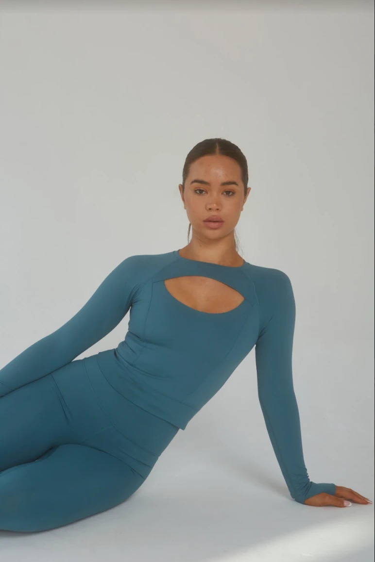 Tala SKINLUXE CUT OUT LONG SLEEVE TOP - OCEAN GREEN 3 Tala SKINLUXE CUT OUT LONG SLEEVE TOP - OCEAN GREEN - Image 3