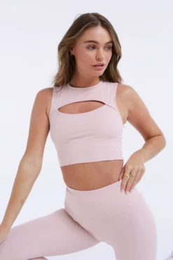 Tala SKINLUXE BUILT-IN SUPPORT CROP CUT OUT VEST - PINK CLAY