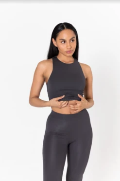Tala 365 RACERBACK HIGH NECK VEST - OYSTER BLACK