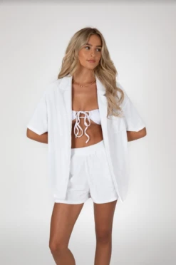 Tala SORRENTO TOWELLING RUNNER SHORT - WHITE