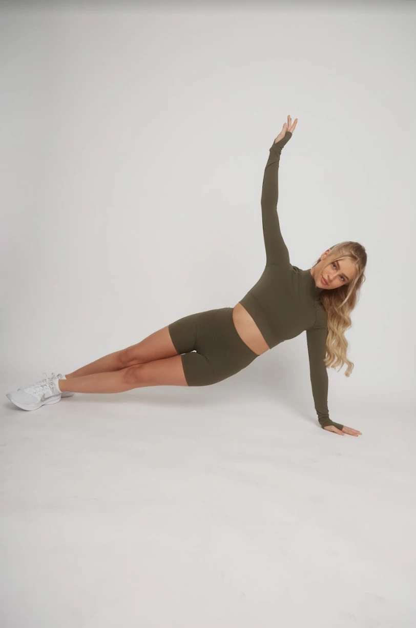 Tala DAYFLEX MOCK NECK CROP LONG SLEEVE TOP - ARMY GREEN 5 Tala DAYFLEX MOCK NECK CROP LONG SLEEVE TOP - ARMY GREEN - Image 5