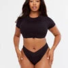 Tala MALIBU CROP SWIM TEE - BLACK