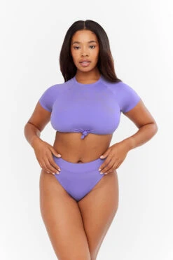 Tala MALIBU CROP SWIM TEE - THISTLE -Sportswear Store Sh17 Tala Ecom thistle knot crop cheeky bottom 2941