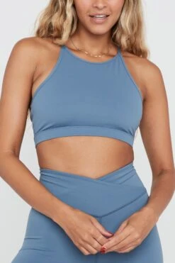 Tala DAYFLEX HIGH NECK KEYHOLE SPORTS BRA - MINERAL BLUE -Sportswear Store TALA Dayone 07 013