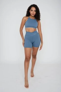 Tala DAYFLEX WRAP HIGH WAISTED CYCLING SHORTS - MINERAL BLUE