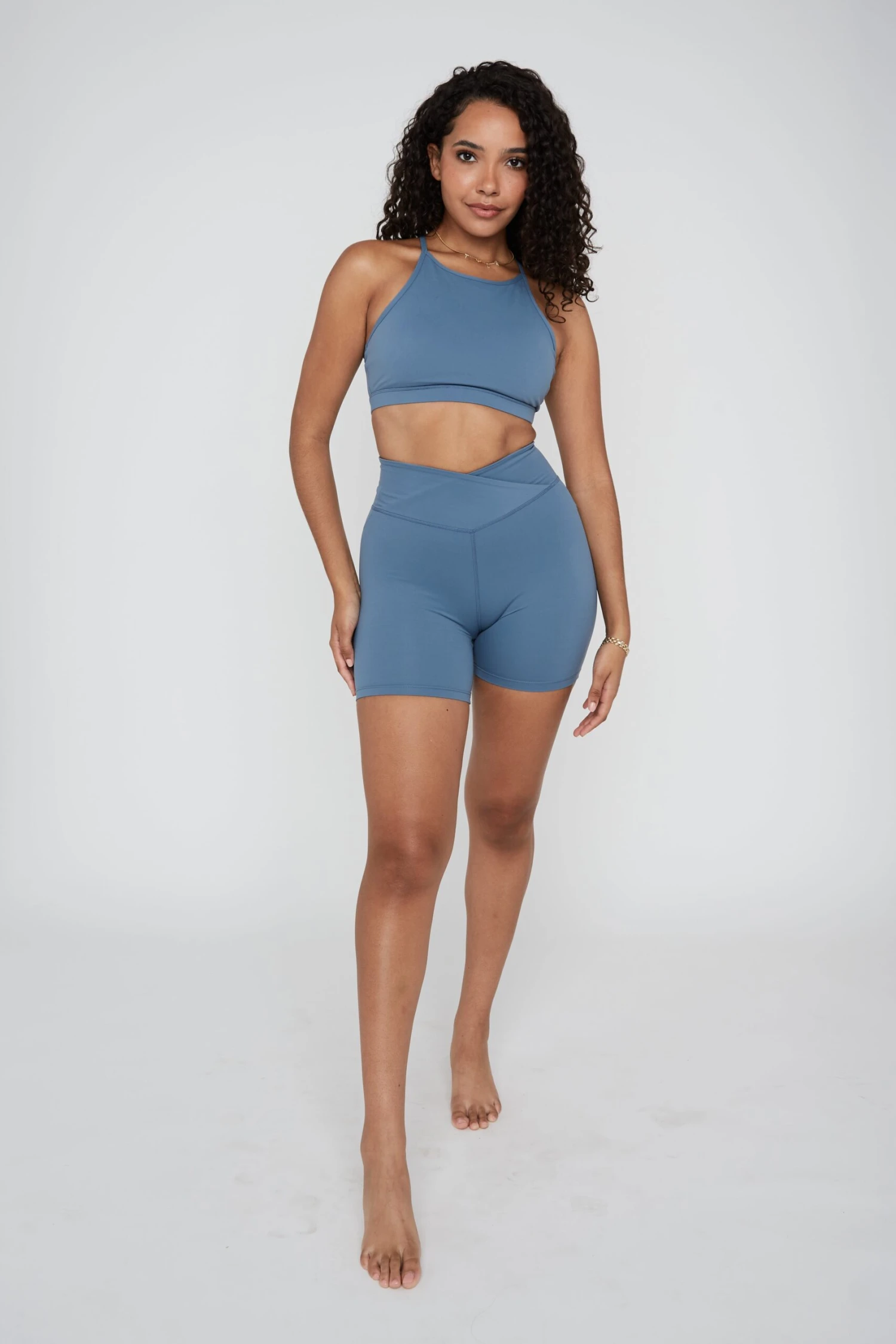 Tala DAYFLEX WRAP HIGH WAISTED CYCLING SHORTS - MINERAL BLUE 1 Tala DAYFLEX WRAP HIGH WAISTED CYCLING SHORTS - MINERAL BLUE