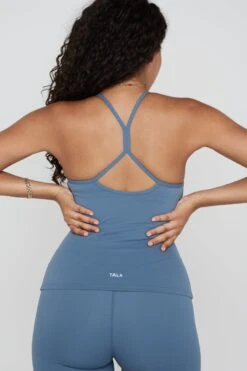 Tala DAYFLEX BUILT-IN SUPPORT HIGH NECK KEYHOLE VEST - MINERAL BLUE -Sportswear Store TALA Dayone 15 020