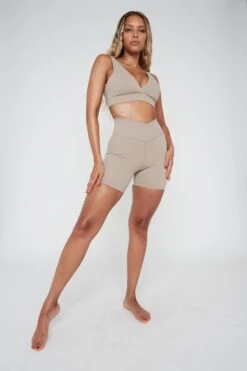 Tala DAYFLEX WRAP HIGH WAISTED CYCLING SHORTS - TRUFFLE