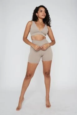 Tala DAYFLEX WRAP HIGH WAISTED CYCLING SHORTS - TRUFFLE -Sportswear Store TALA Dayone 24 026