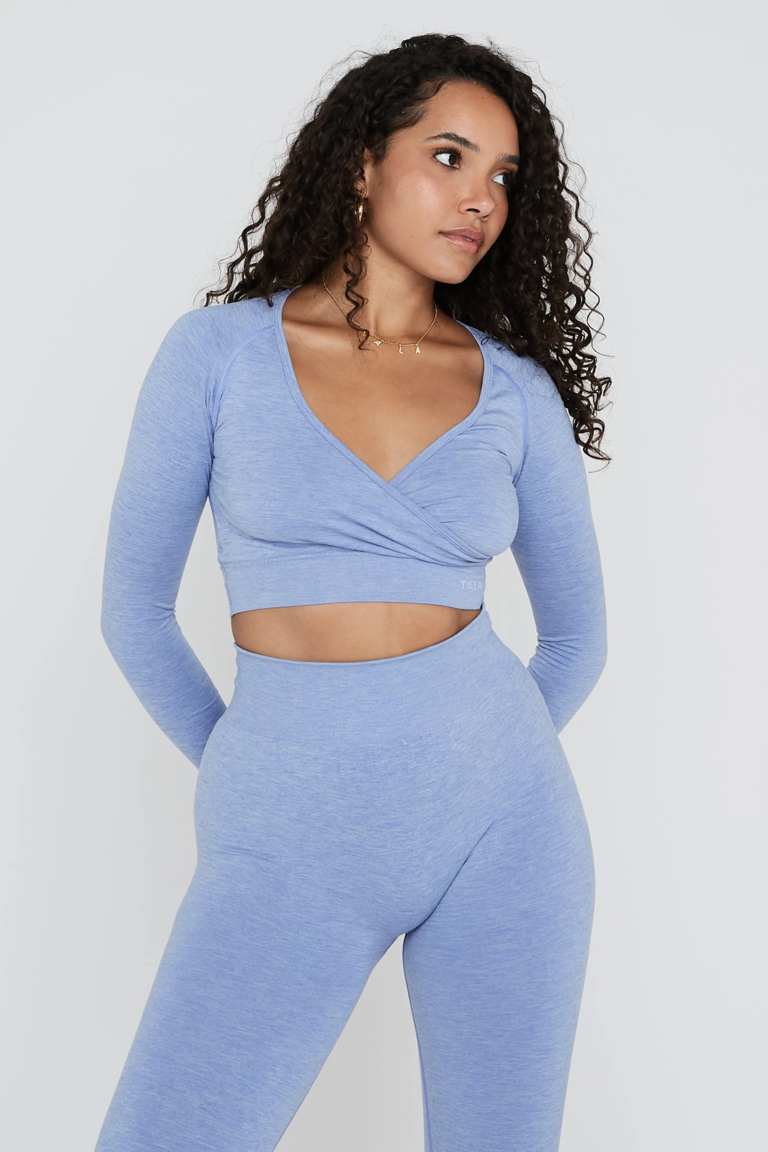 Tala SCULPT SEAMLESS WRAP LONG SLEEVE CROP TOP - VIOLET MARL 5 Tala SCULPT SEAMLESS WRAP LONG SLEEVE CROP TOP - VIOLET MARL - Image 5