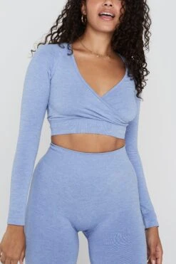 Tala SCULPT SEAMLESS WRAP LONG SLEEVE CROP TOP - VIOLET MARL 8 Tala SCULPT SEAMLESS WRAP LONG SLEEVE CROP TOP - VIOLET MARL -Sportswear Store TALA Dayone 52 016