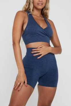 Tala SCULPT SEAMLESS WRAP SPORTS BRA - FRENCH NAVY MARL