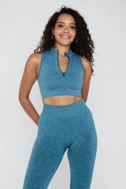 Tala SCULPT SEAMLESS ZAHARA SPORTS BRA - TEAL GREEN MARL