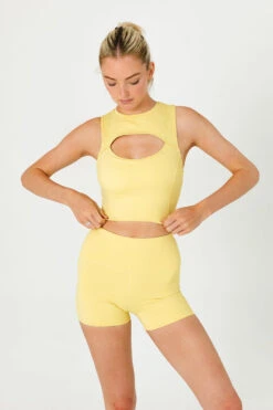 Tala SKINLUXE BUILT-IN SUPPORT CROP CUT OUT VEST - BUTTER YELLOW