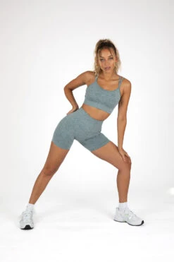 Tala SCULPT SEAMLESS SCRUNCH CYCLING SHORTS - SLATE GREEN MARL