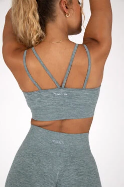 Tala SCULPT SEAMLESS STRAPPY SPORTS BRA - SLATE GREEN MARL -Sportswear Store TALA19JULY8802